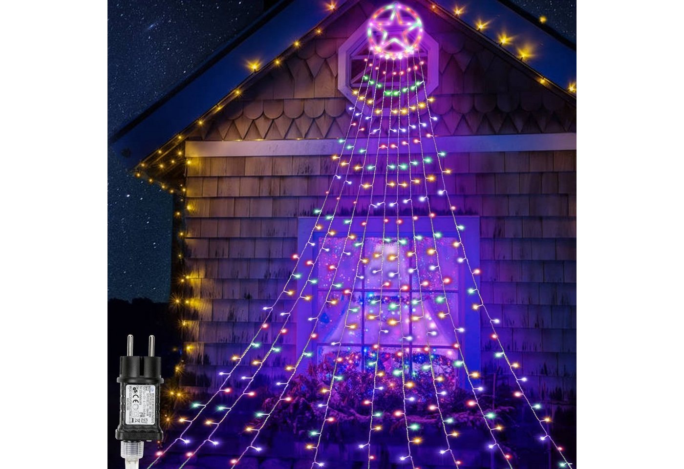 Clanmacy LED-Lichterkette 200/280 LEDs Weihnachtsbaum Christbaumbeleuchtung mit Ring Tannenbaum von Clanmacy