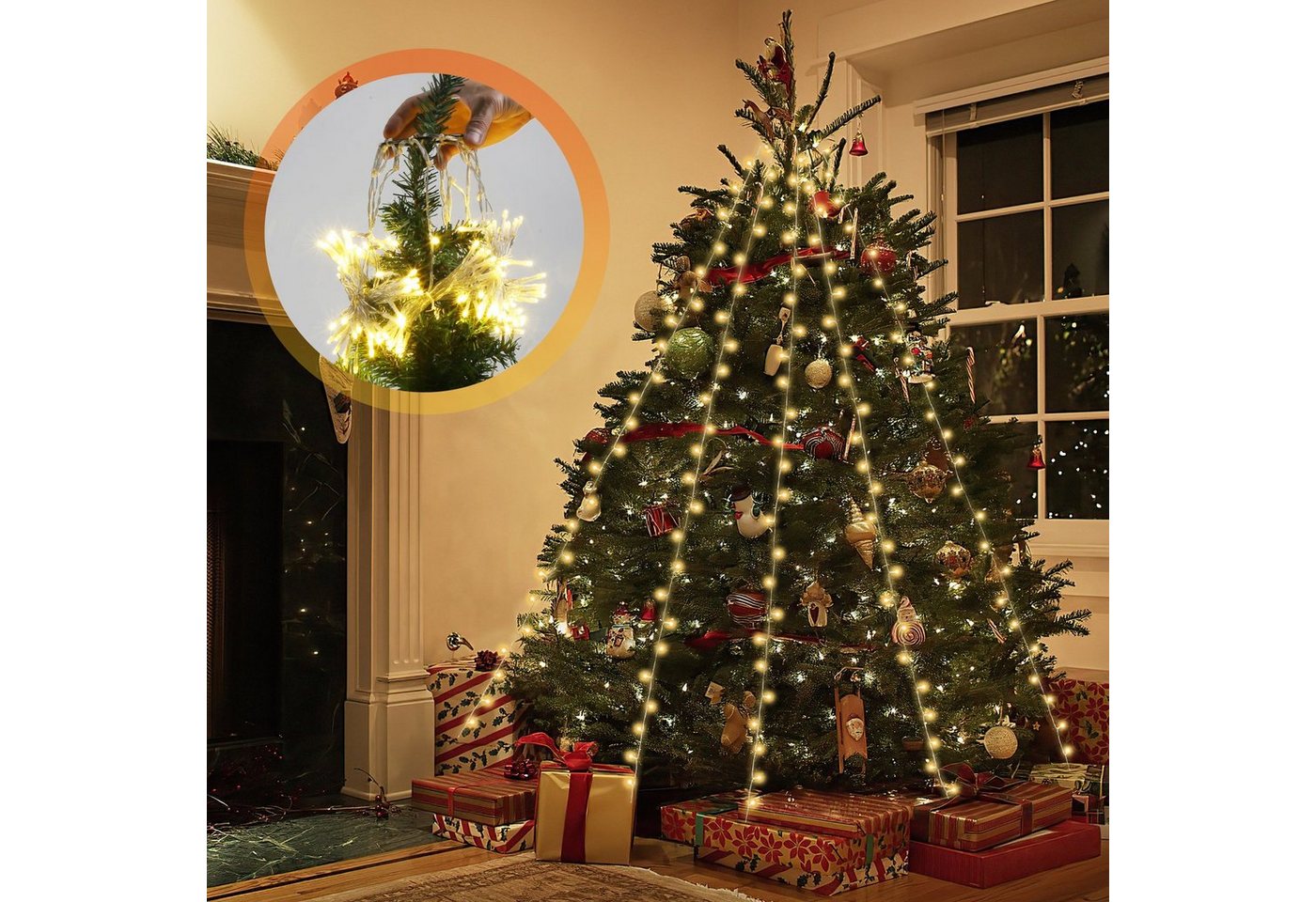 Clanmacy LED-Lichterkette 280 LED Lichterkette baum Weihnachtsbaum 10 Girlanden Lichterkette von Clanmacy