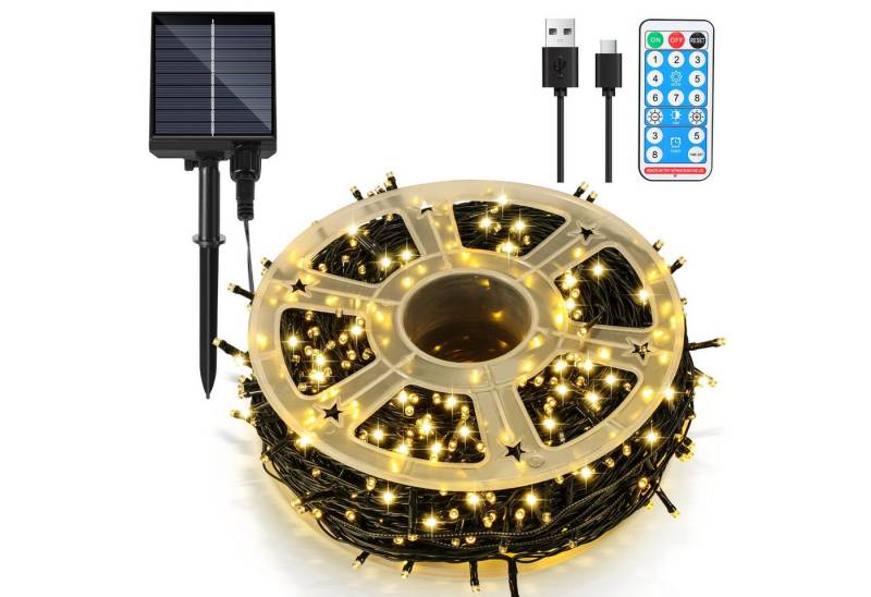Clanmacy LED-Lichterkette 30M 300 LED Solar Lichterkette Solarleuchte Außen Garten Warmweiß, Wasserdicht von Clanmacy