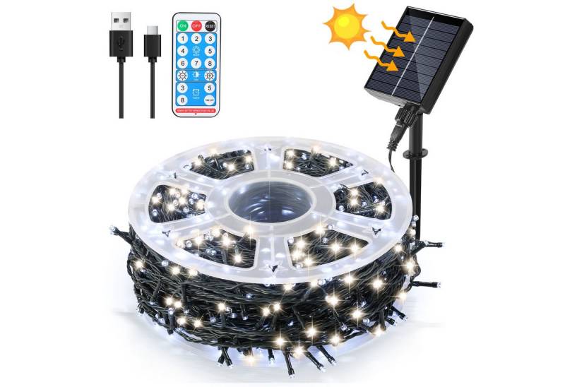 Clanmacy LED-Lichterkette 30M 300 LED Solar Lichterkette Solarleuchte Außen Garten kaltweiß, Wasserdicht Clanmacy LED-Lichterkette 30M 300 LED Solar Lichterkette Solarleuchte Außen Garten kaltweiß, Wasserdicht von Clanmacy