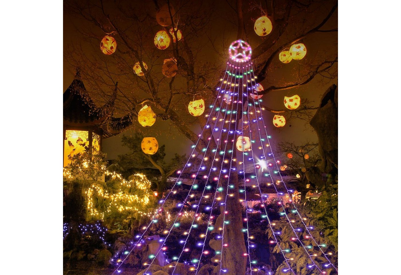 Clanmacy LED-Lichterkette 310 LED Lichterkette Weihnachtsbaumkette Bäume 9 Girlanden von Clanmacy