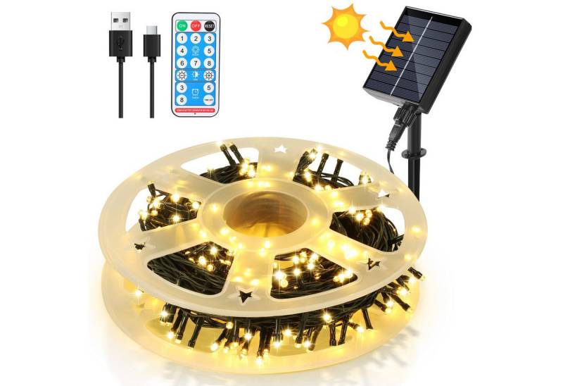 Clanmacy LED-Lichterkette 50M 500LEDs LED-Lichterkette 2X Solar Lichterkette Aussen Warmweiß, Weihnachten Clanmacy LED-Lichterkette 50M 500LEDs LED-Lichterkette 2X Solar Lichterkette Aussen Warmweiß, Weihnachten von Clanmacy