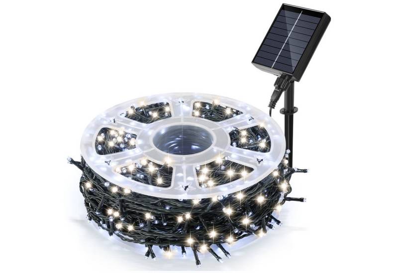 Clanmacy LED-Lichterkette 50M 500LEDs LED-Lichterkette Solar Lichterkette Aussen Kaltweiß, Weihnachten von Clanmacy