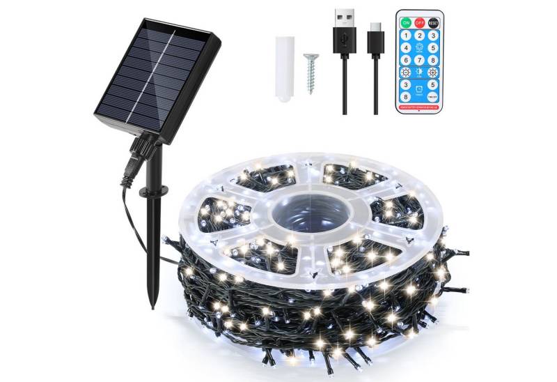 Clanmacy LED-Lichterkette 80M 800 LED Solar Lichterkette Solarleuchte Außen Garten kaltweiß, Wasserdicht von Clanmacy