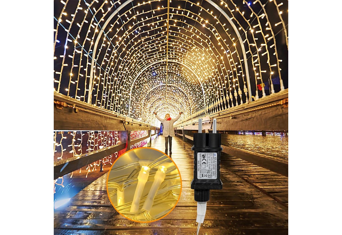 Clanmacy LED-Lichterkette Eisregen Wasserfall Deko biegsam Lichter Eiszapfen 31V, Wasserdicht Clanmacy LED-Lichterkette Eisregen Wasserfall Deko biegsam Lichter Eiszapfen 31V, Wasserdicht von Clanmacy