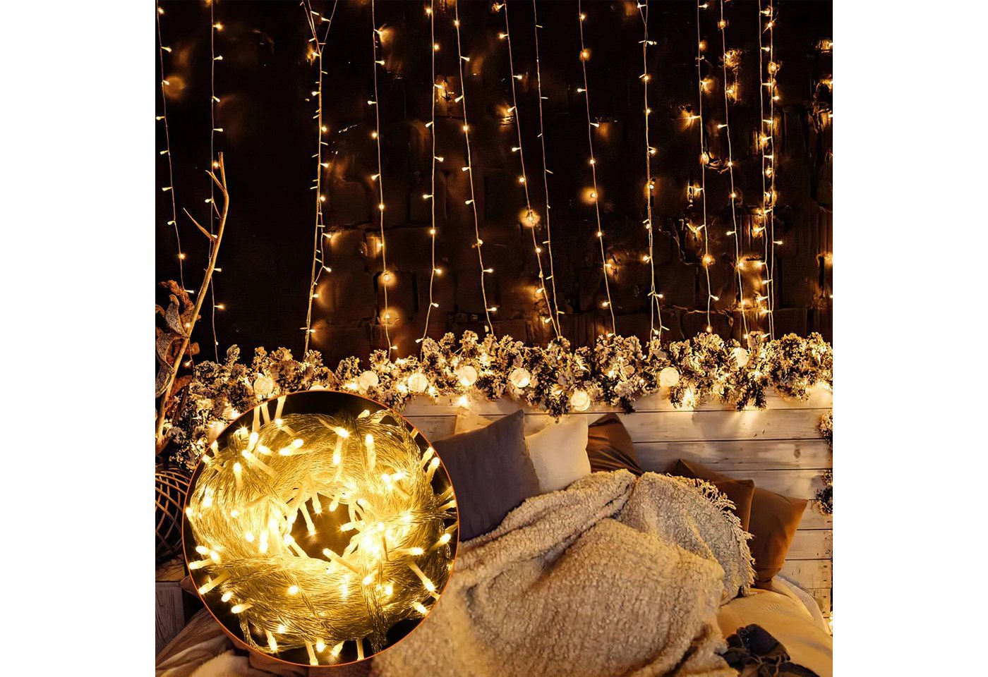 Clanmacy LED-Lichterkette Eisregen Außen Innen Weihnachtsdeko Lichtervorhang 100-1000LED, Wasserdicht von Clanmacy
