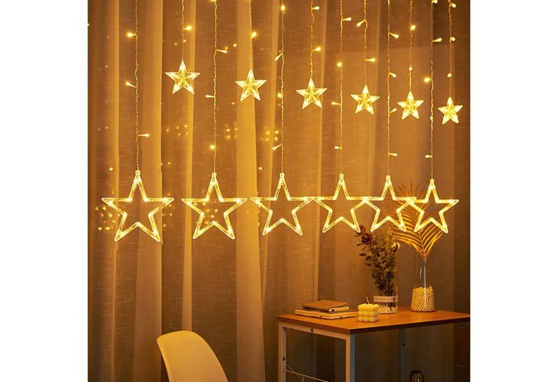 Clanmacy LED-Lichterkette LED Lichterkette 12 Sterne 8 Modi Lichtervorhang Sterne beleuchtung Clanmacy LED-Lichterkette LED Lichterkette 12 Sterne 8 Modi Lichtervorhang Sterne beleuchtung von Clanmacy