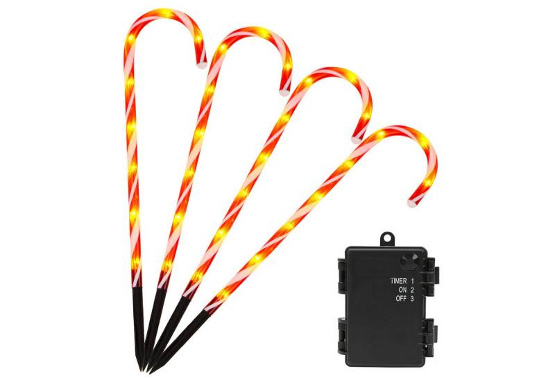 Clanmacy LED-Lichterkette LED Zuckerstangen LED Beleuchtung Leuchtstab mit Erdspieß 4er Set, Wasserdichter Batteriekasten Clanmacy LED-Lichterkette LED Zuckerstangen LED Beleuchtung Leuchtstab mit Erdspieß 4er Set, Wasserdichter Batteriekasten von Clanmacy