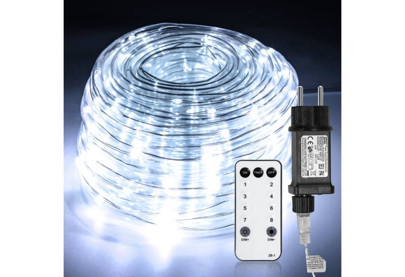 Clanmacy LED-Lichterschlauch LED Lichterschlauch Lichterkette 8 Modi IP65 Wasserdicht Kaltweiß 30M von Clanmacy