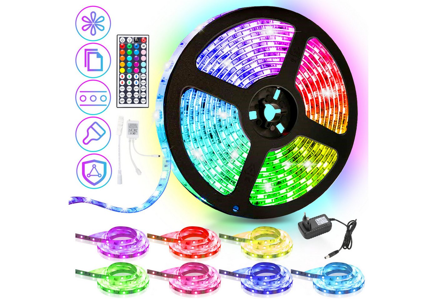Clanmacy LED-Streifen LED Strip Licht-Band LED Streifen Leiste RGB Farbwechsel Lichtband, 30-flammig Clanmacy LED-Streifen LED Strip Licht-Band LED Streifen Leiste RGB Farbwechsel Lichtband, 30-flammig von Clanmacy