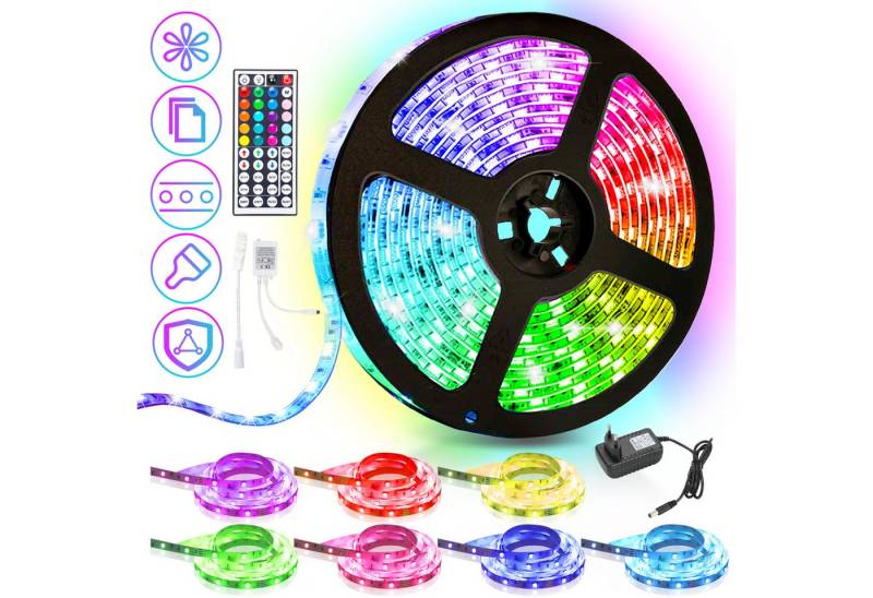 Clanmacy LED-Streifen LED Strip Licht-Band LED Streifen Leiste RGB Farbwechsel Lichtband, 30-flammig von Clanmacy