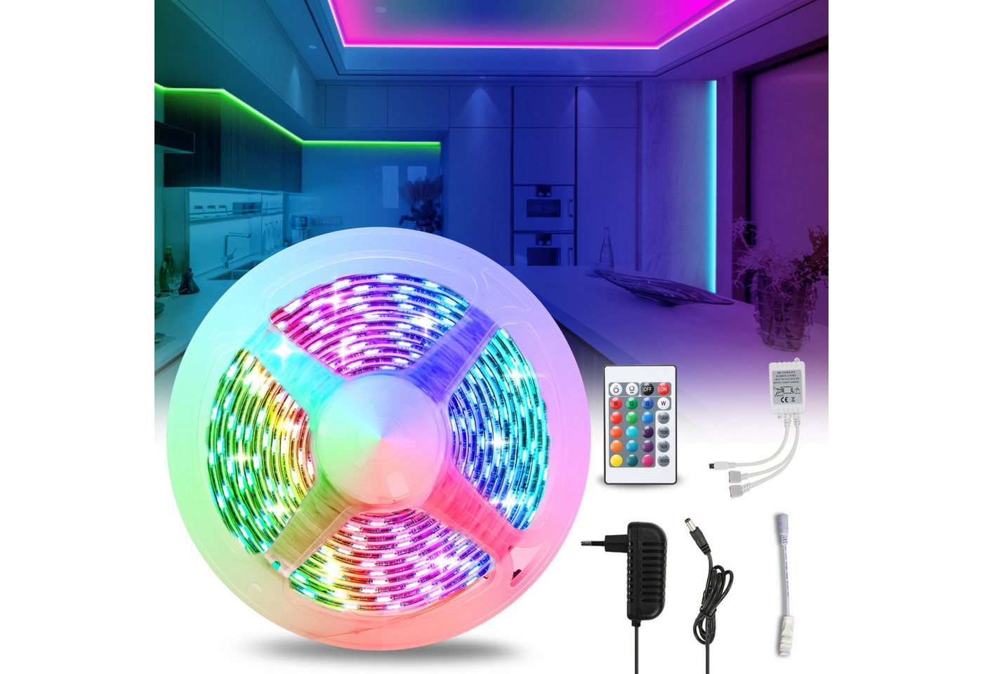 Clanmacy LED Stripe 1-10m LED Streifen RGB stripe 5050SMD Band IP20 Lichterkette Hochzeit, 30-flammig von Clanmacy