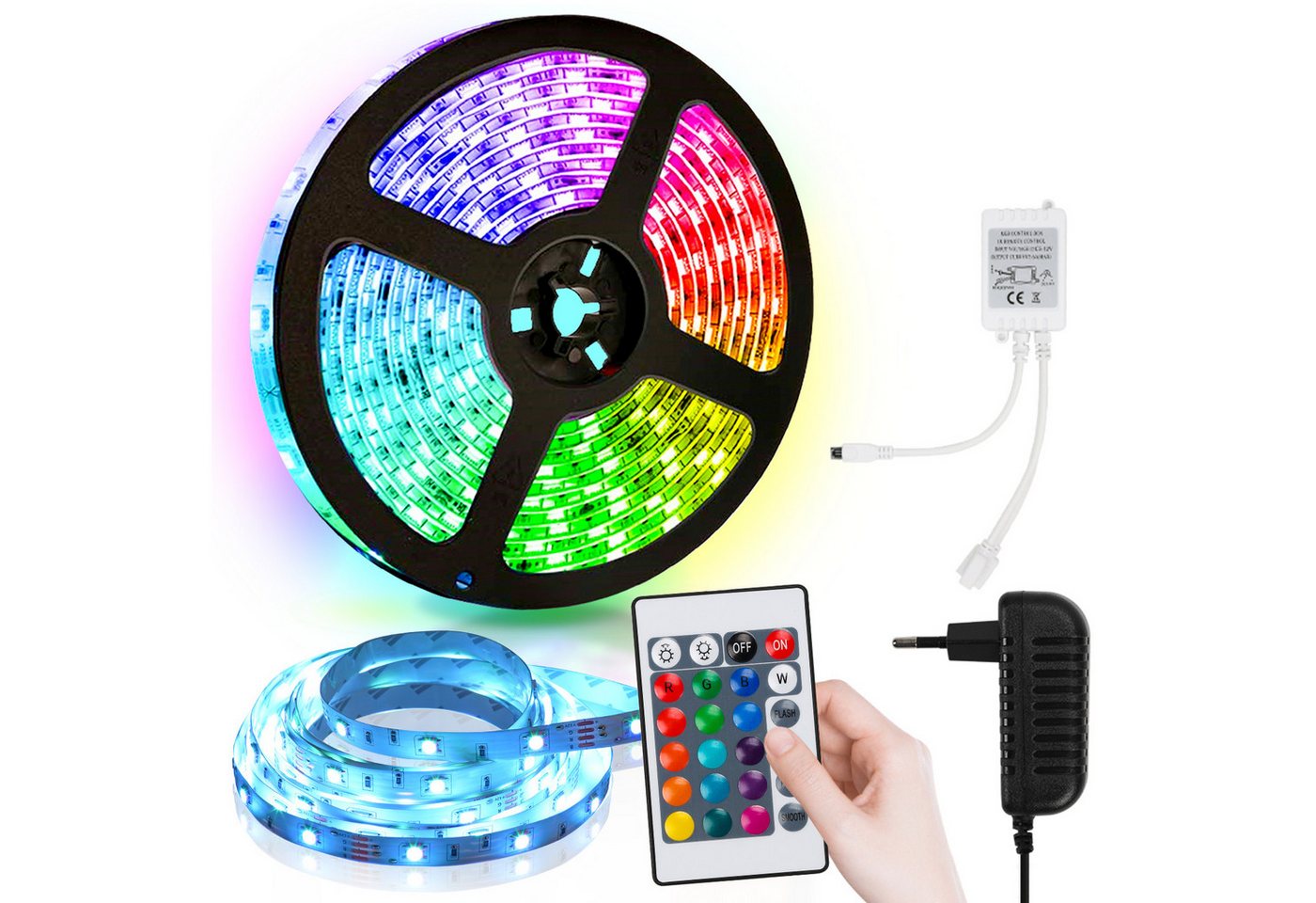 Clanmacy LED Stripe 1-10m LED Streifen RGB stripe 5050SMD Band IP20 Lichterkette Hochzeit, 30-flammig von Clanmacy