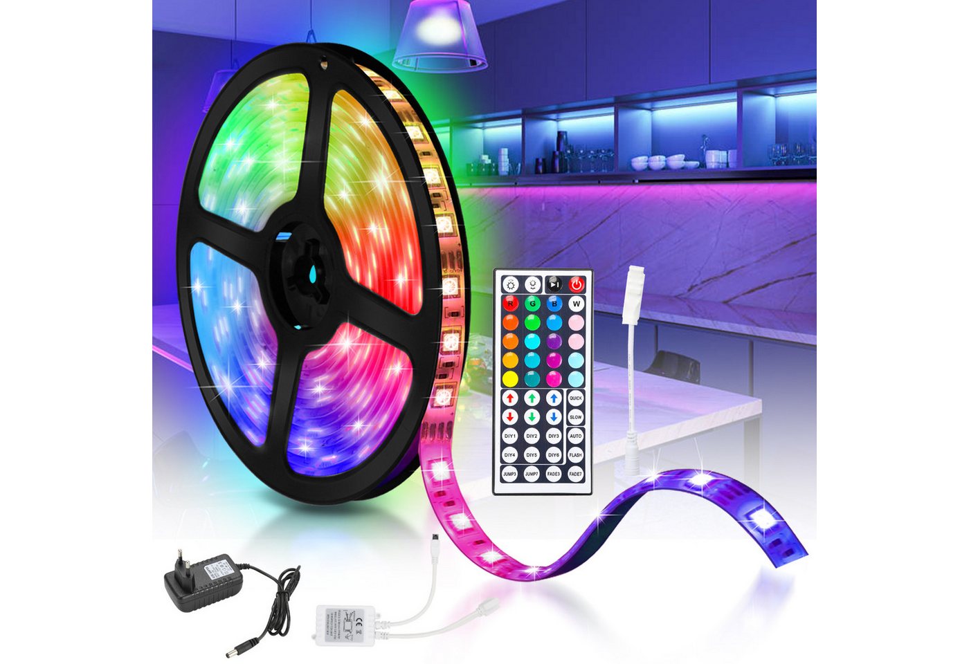 Clanmacy LED Stripe 1-10m LED Streifen RGB stripe 5050SMD Band IP20 Lichterkette Hochzeit, 30-flammig Clanmacy LED Stripe 1-10m LED Streifen RGB stripe 5050SMD Band IP20 Lichterkette Hochzeit, 30-flammig von Clanmacy