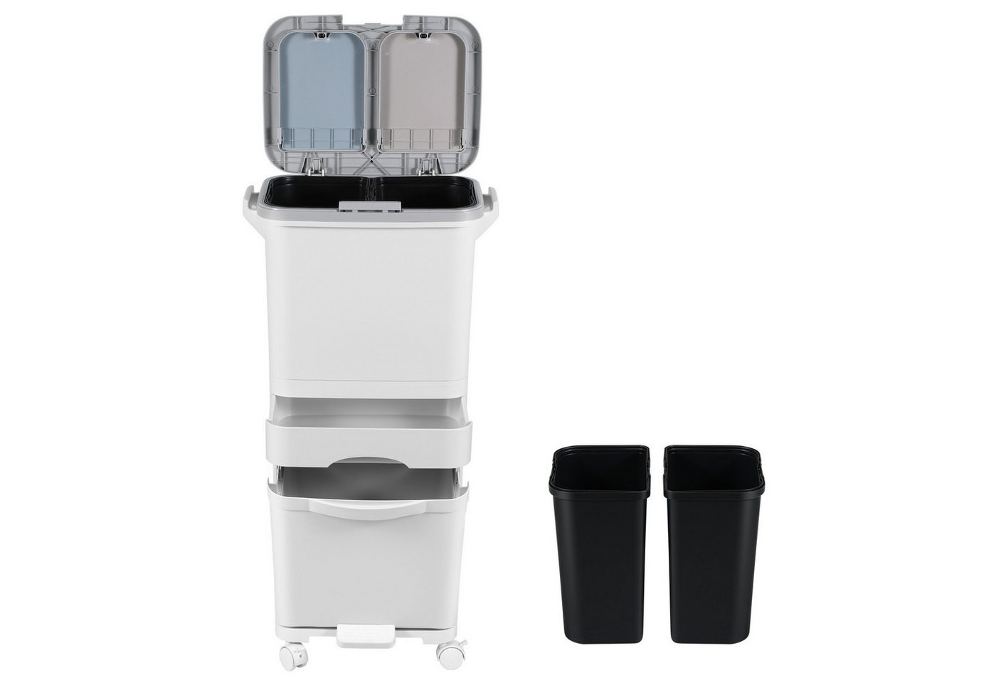 Clanmacy Mülleimer Mülleimer Küche 42L Nass/Trocken Trennsystem Tretpedal 2 Inneneimer von Clanmacy