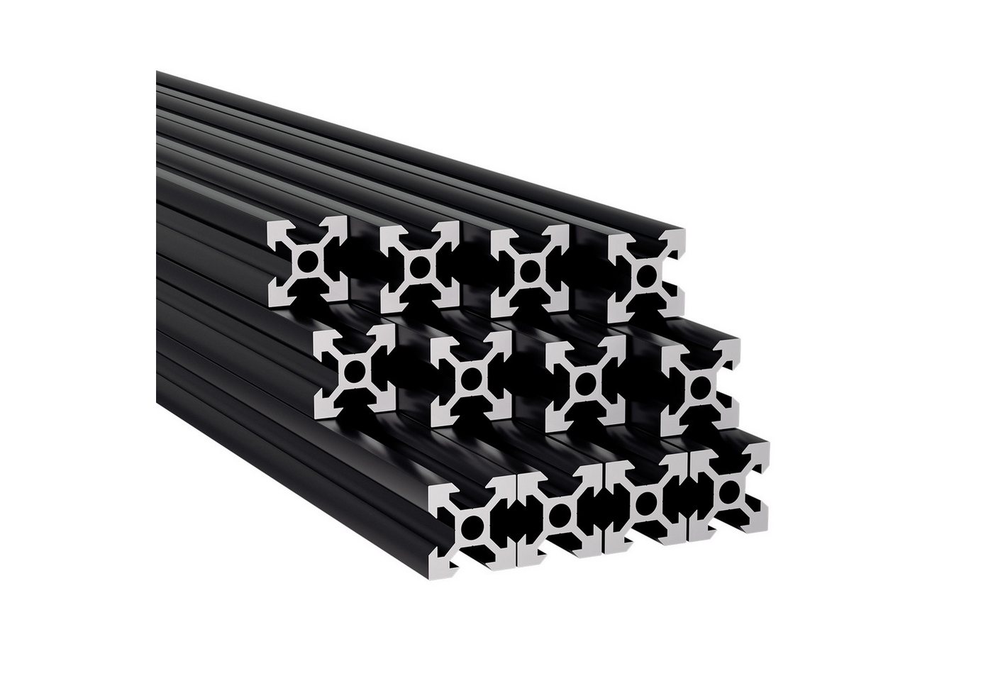Clanmacy Profil 16x Alu Profil Systemprofil Aluminium Profil 20x20mm Schwarz ( 16x1m)  (16-St) von Clanmacy