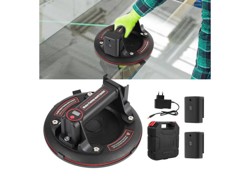 Clanmacy Saugheber 1x Elektrischer Saugnapf Fliesenheber Glassauger Datendisplay 2 Akku, -] von Clanmacy