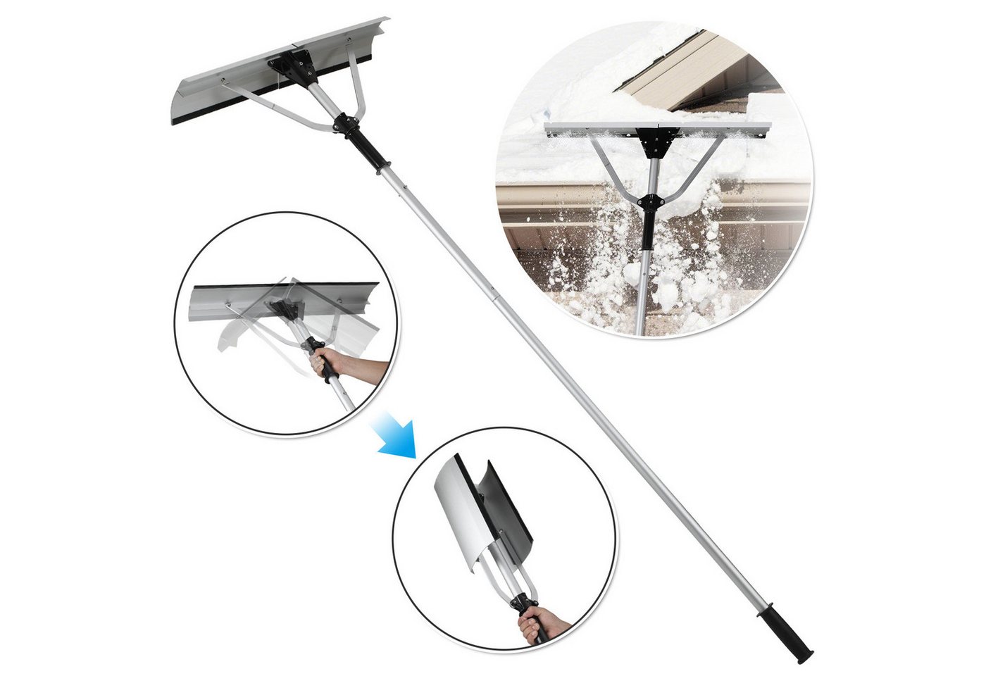 Clanmacy Schneeschieber Photovoltaik Schneeschieber, mit Teleskopstiel, 190-630 cm verstellbar, (1-tlg) von Clanmacy