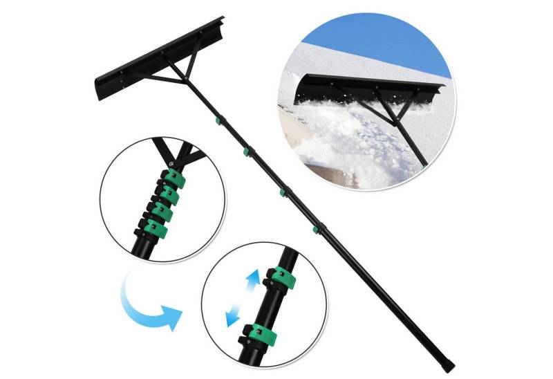 Clanmacy Schneeschieber Schneeschieber mit 108-360cm verstellbarem Stiel & rädern für Dach, (1-tlg) von Clanmacy