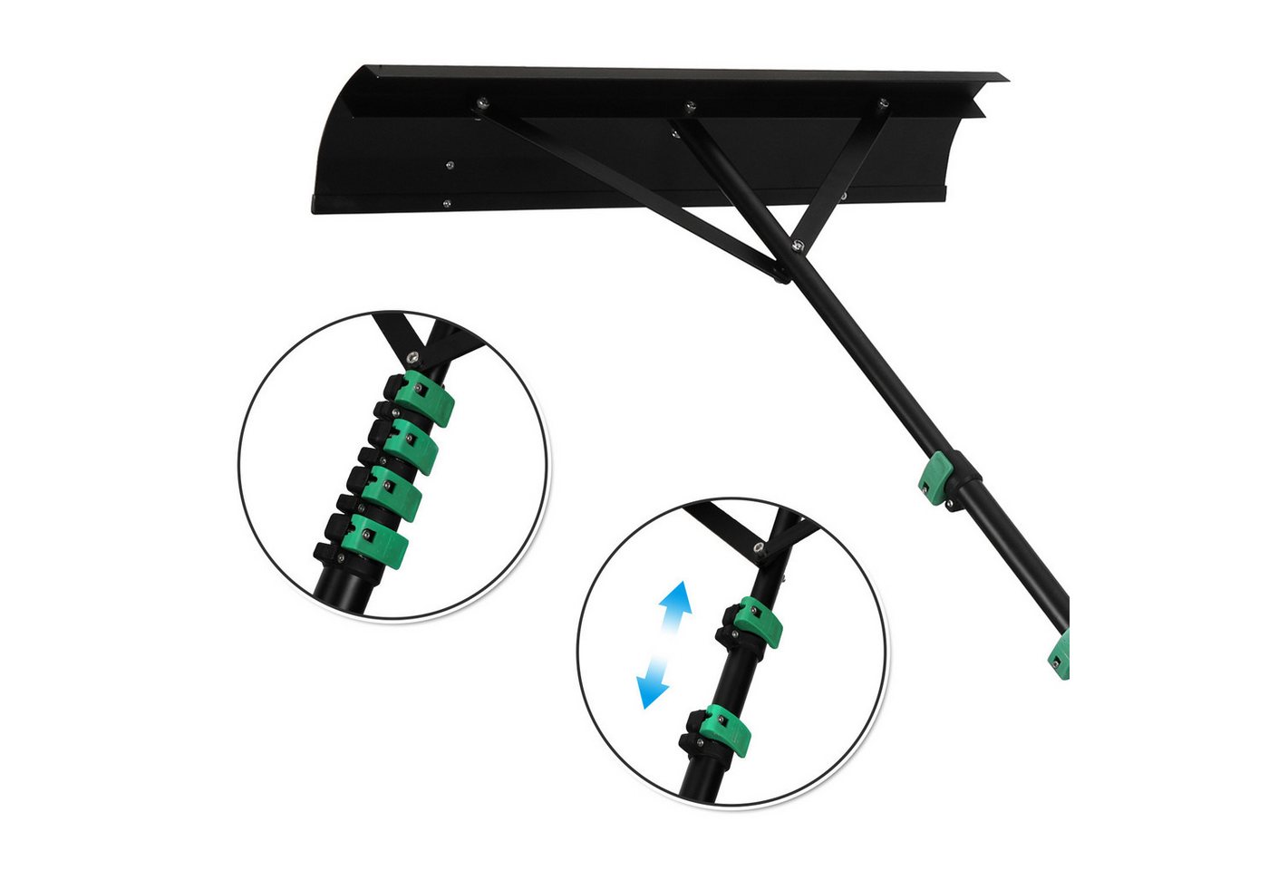 Clanmacy Schneeschieber Schneeschieber mit Gummielippe & Rollen, Einstellbereich 108-360cm Alu, (1-tlg) von Clanmacy