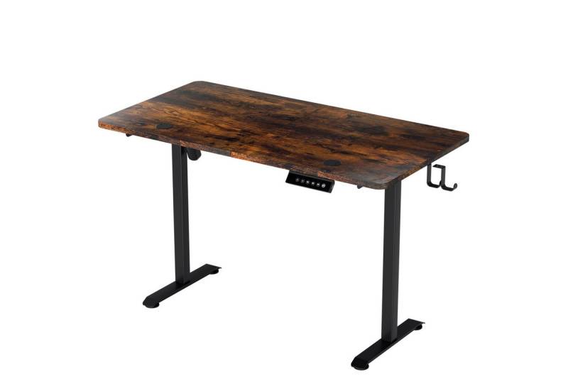 Clanmacy Schreibtisch Höhenverstellbarer Schreibtisch 120x60cm mit Desktop vintage Stahl von Clanmacy