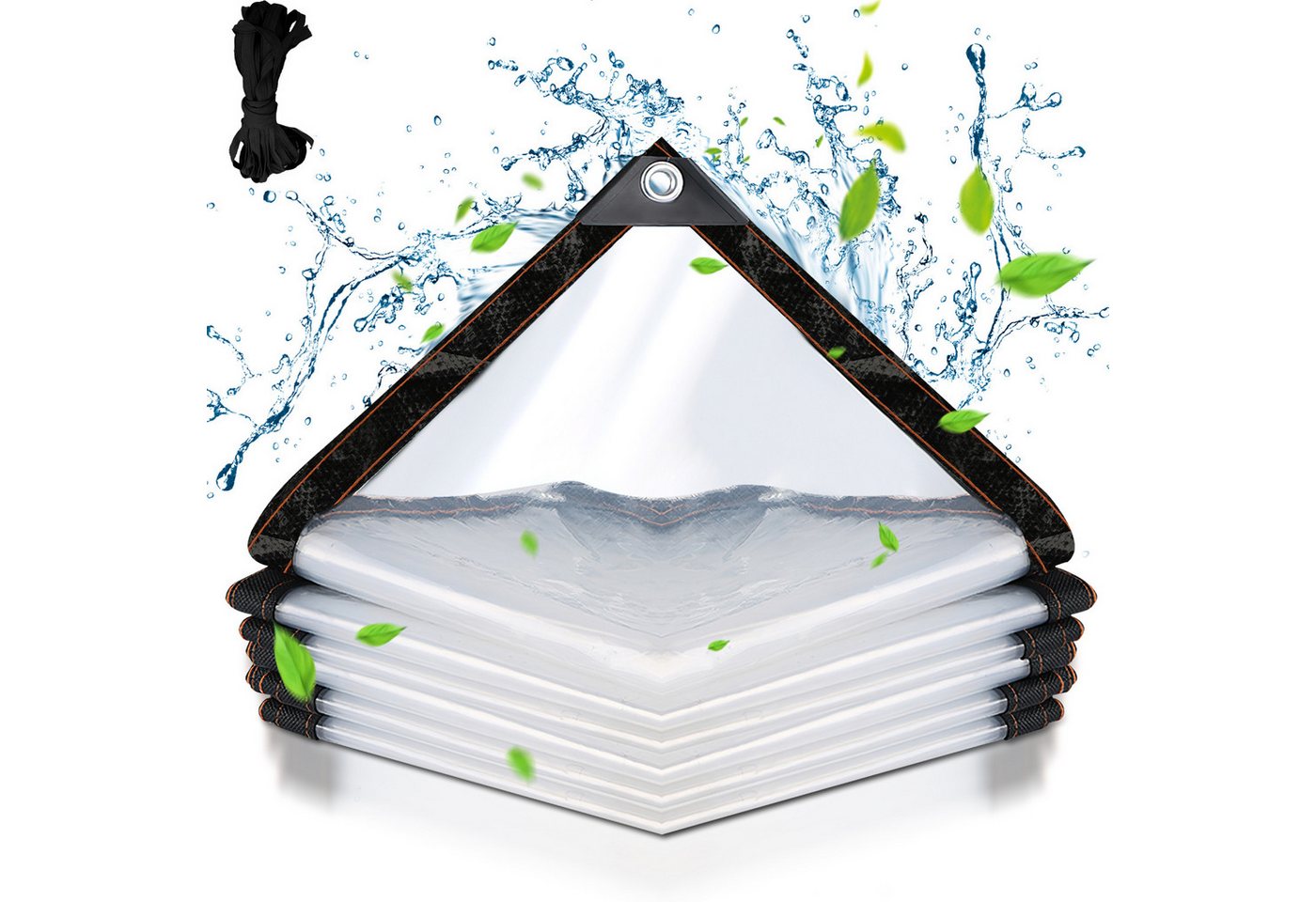 Clanmacy Schutzplane Abdeckplane wasserdicht, mit Ösen Transparente Plane Schutzplane von Clanmacy