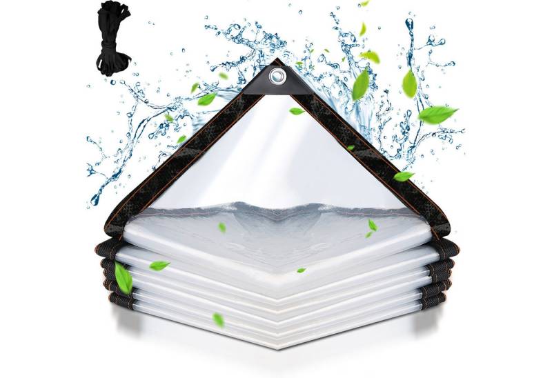 Clanmacy Schutzplane Abdeckplane wasserdicht, mit Ösen Transparente Plane Schutzplane von Clanmacy