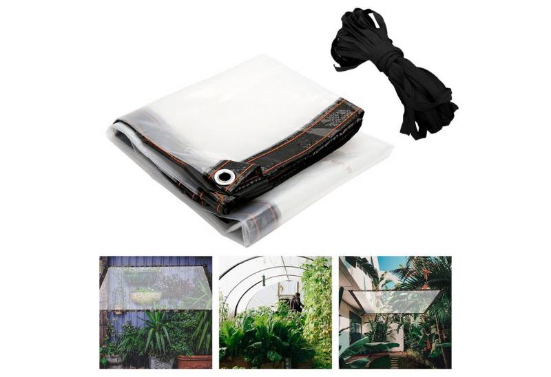 Clanmacy Schutzplane PVC transparente Plane Abdeckplane mit Ösen,Seil wasserdichte Plane, Windschutz Regenschutz für Terrasse Pavillon Gewächshaus von Clanmacy