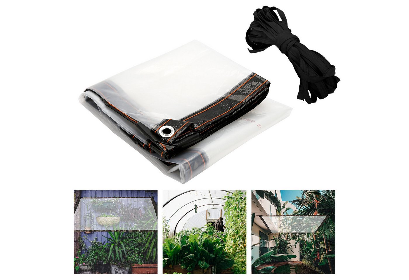 Clanmacy Schutzplane Plane Transparent Mit öSen wasserdichte Abdeckplane (für Terrasse, Pavillon Terrassen Windschutz, AußEnbereich, Transparent PVC-Kunststoffplane) von Clanmacy