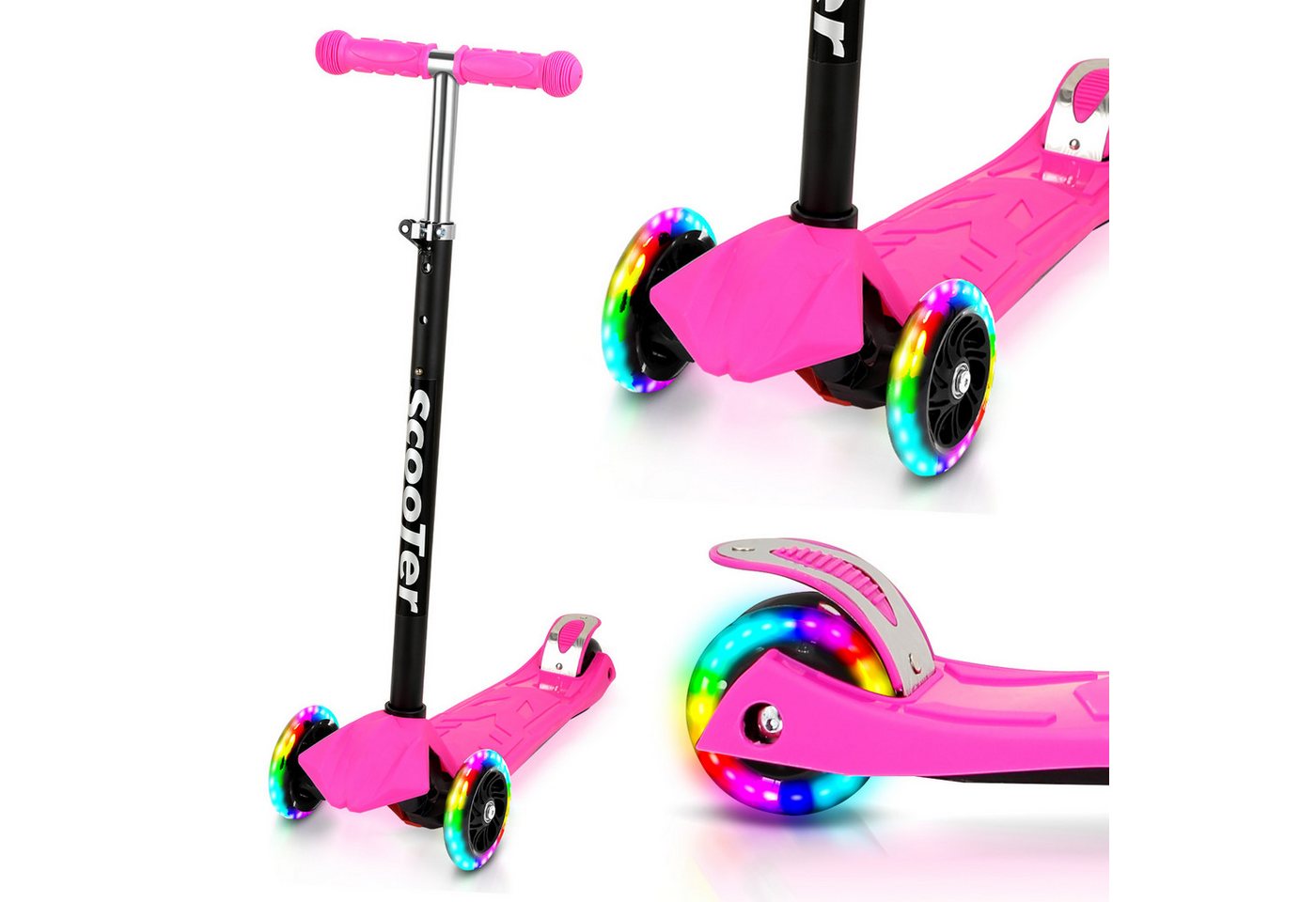 Clanmacy Scooter Kinderroller Tretroller LED-Räder bis 50 kg Höhenverstellbar Clanmacy Scooter Kinderroller Tretroller LED-Räder bis 50 kg Höhenverstellbar von Clanmacy