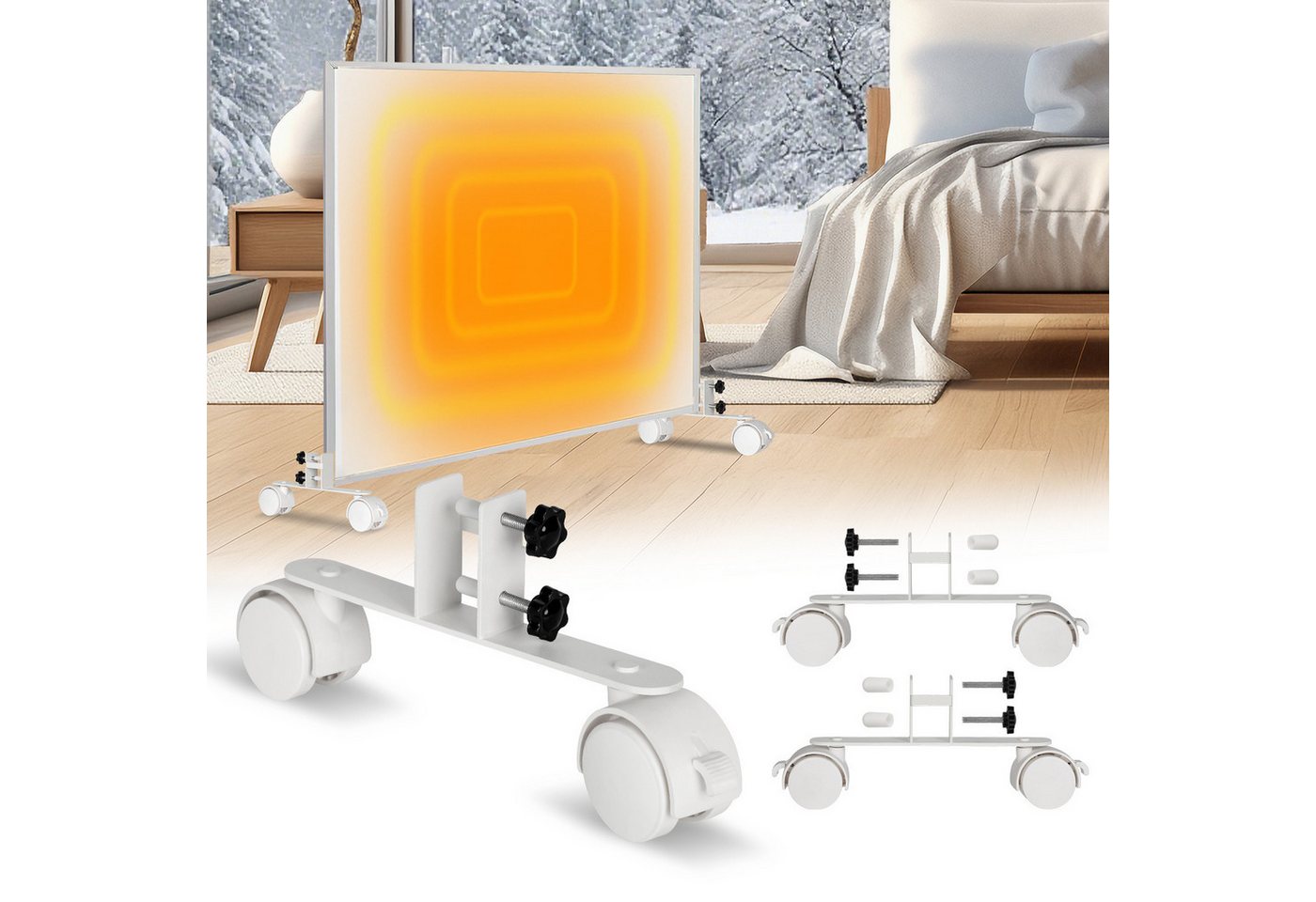 Clanmacy Standfuß 8x Standfüße mit Rollen für Infrarotheizungen Geeignet für Heizgeräte (8 St) von Clanmacy