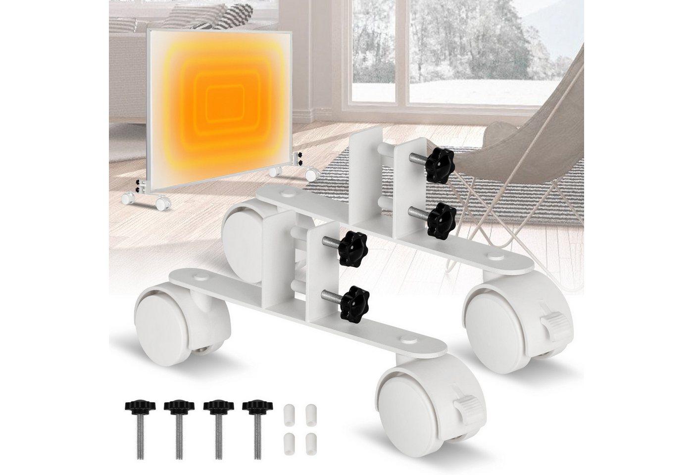 Clanmacy Standfuß mit Rollen Heizpanel Infrarotheizplatte für Infrarotheizungen Halter (6 St) von Clanmacy