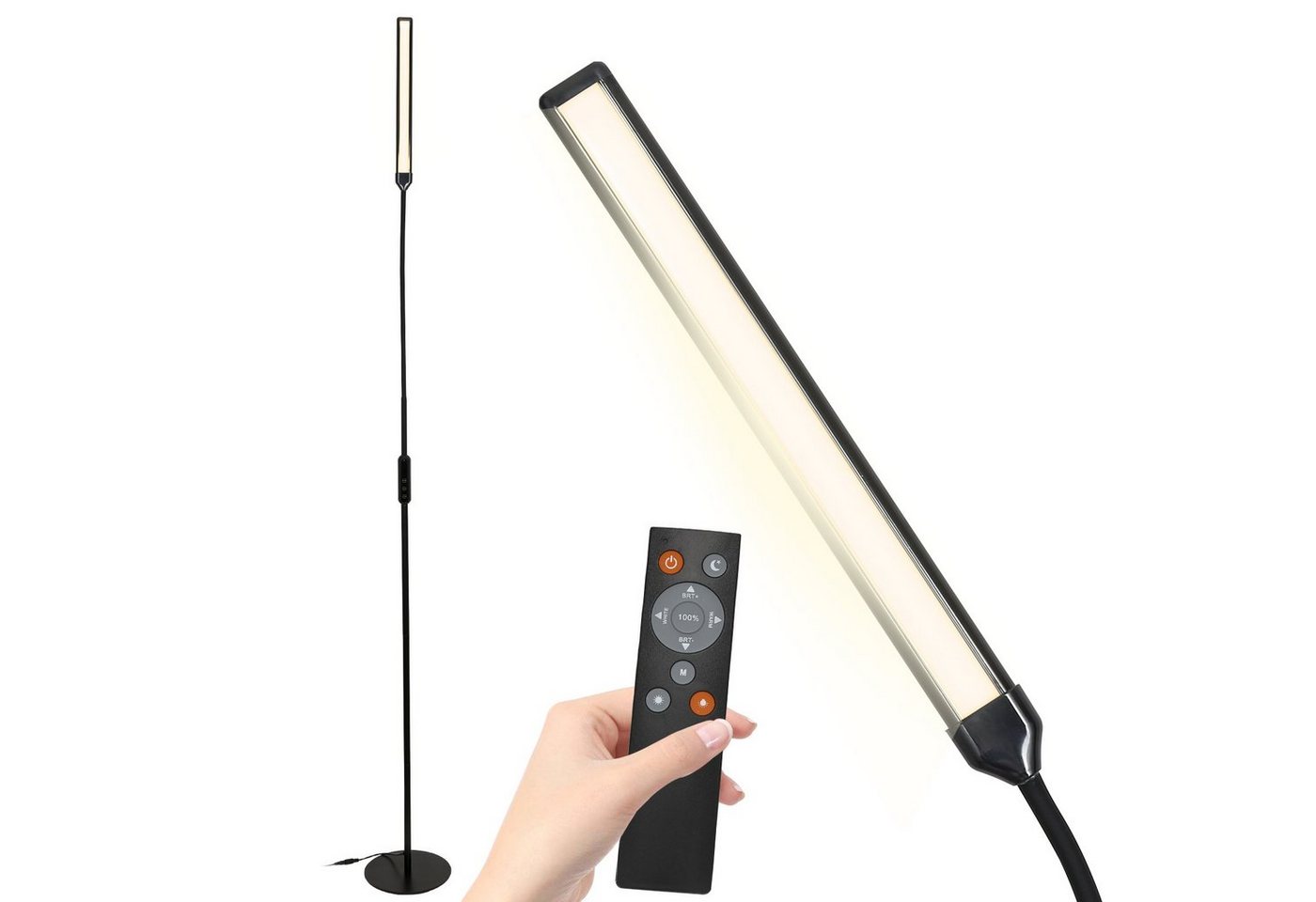 Clanmacy Stehlampe Stehlampe Flexibler Schwanenhals LED Leselampe Stehleuchte Dimmbar Wohnzimmer von Clanmacy