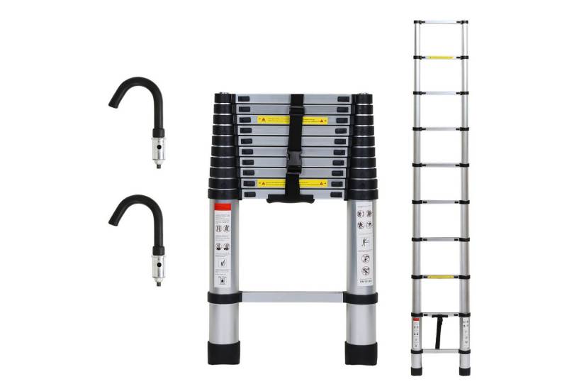 Clanmacy Teleskopleiter Alu Leichtgewicht Ausziehleiter Rutschfester 2,6m Silber + Haken (Teleskopleiter,Anlegeleiter,Klappleiter,Schiebeleiter, Hochleistungs-Teleskopleiter, Hochwertiges Aluminiummaterial), Mühelose Portabilität Unabhängige Verriegelung Narrensicherer Betrieb Clanmacy Teleskopleiter Alu Leichtgewicht Ausziehleiter Rutschfester 2,6m Silber + Haken (Teleskopleiter,Anlegeleiter,Klappleiter,Schiebeleiter, Hochleistungs-Teleskopleiter, Hochwertiges Aluminiummaterial), Mühelose Portabilität Unabhängige Verriegelung Narrensicherer Betrieb von Clanmacy
