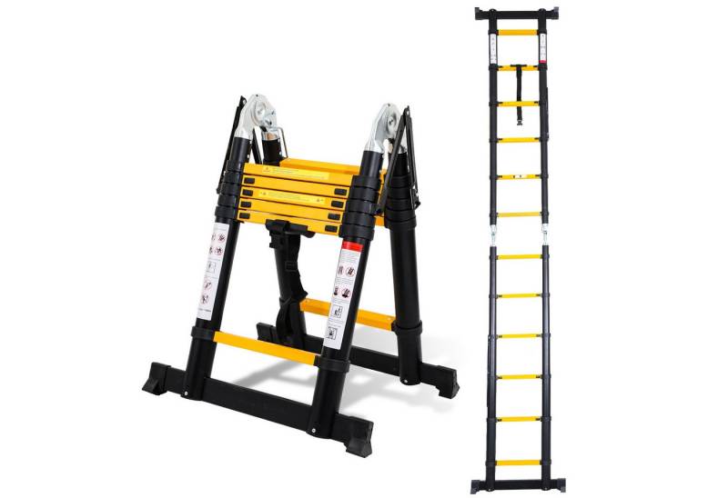 Clanmacy Teleskopleiter Aluminium Teleskopleiter 3,8M schwarz, Leiter Ausziehbar Klappleiter, (Teleskopleiter,Anlegeleiter,Klappleiter,Schiebeleiter, Hochleistungs-Teleskopleiter, Hochwertiges Aluminiummaterial), Mühelose Portabilität Unabhängige Verriegelung Narrensicherer Betrieb Clanmacy Teleskopleiter Aluminium Teleskopleiter 3,8M schwarz, Leiter Ausziehbar Klappleiter, (Teleskopleiter,Anlegeleiter,Klappleiter,Schiebeleiter, Hochleistungs-Teleskopleiter, Hochwertiges Aluminiummaterial), Mühelose Portabilität Unabhängige Verriegelung Narrensicherer Betrieb von Clanmacy