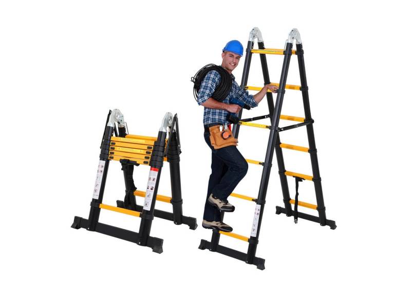 Clanmacy Teleskopleiter Premium Alu Teleskopleiter Ausziehleiter Klappleiter Höhe 3,8M schwarz (Teleskopleiter,Anlegeleiter,Klappleiter,Schiebeleiter, Hochleistungs-Teleskopleiter, Hochwertiges Aluminiummaterial), Mühelose Portabilität Unabhängige Verriegelung Narrensicherer Betrieb Clanmacy Teleskopleiter Premium Alu Teleskopleiter Ausziehleiter Klappleiter Höhe 3,8M schwarz (Teleskopleiter,Anlegeleiter,Klappleiter,Schiebeleiter, Hochleistungs-Teleskopleiter, Hochwertiges Aluminiummaterial), Mühelose Portabilität Unabhängige Verriegelung Narrensicherer Betrieb von Clanmacy