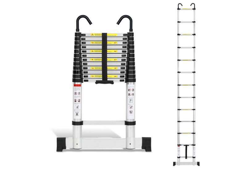 Clanmacy Teleskopleiter Profi Teleskopleiter 3,8M Silber Aluminium 150kg mit Stabilisator (Teleskopleiter,Anlegeleiter,Klappleiter,Schiebeleiter, Hochleistungs-Teleskopleiter, Hochwertiges Aluminiummaterial), Mühelose Portabilität Unabhängige Verriegelung Narrensicherer Betrieb Clanmacy Teleskopleiter Profi Teleskopleiter 3,8M Silber Aluminium 150kg mit Stabilisator (Teleskopleiter,Anlegeleiter,Klappleiter,Schiebeleiter, Hochleistungs-Teleskopleiter, Hochwertiges Aluminiummaterial), Mühelose Portabilität Unabhängige Verriegelung Narrensicherer Betrieb von Clanmacy