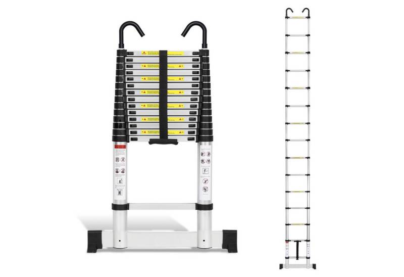 Clanmacy Teleskopleiter Profi Teleskopleiter 4,4M Silber Aluminium 150kg mit Stabilisator (Teleskopleiter,Anlegeleiter,Klappleiter,Schiebeleiter, Hochleistungs-Teleskopleiter, Hochwertiges Aluminiummaterial), Mühelose Portabilität Unabhängige Verriegelung Narrensicherer Betrieb Clanmacy Teleskopleiter Profi Teleskopleiter 4,4M Silber Aluminium 150kg mit Stabilisator (Teleskopleiter,Anlegeleiter,Klappleiter,Schiebeleiter, Hochleistungs-Teleskopleiter, Hochwertiges Aluminiummaterial), Mühelose Portabilität Unabhängige Verriegelung Narrensicherer Betrieb von Clanmacy