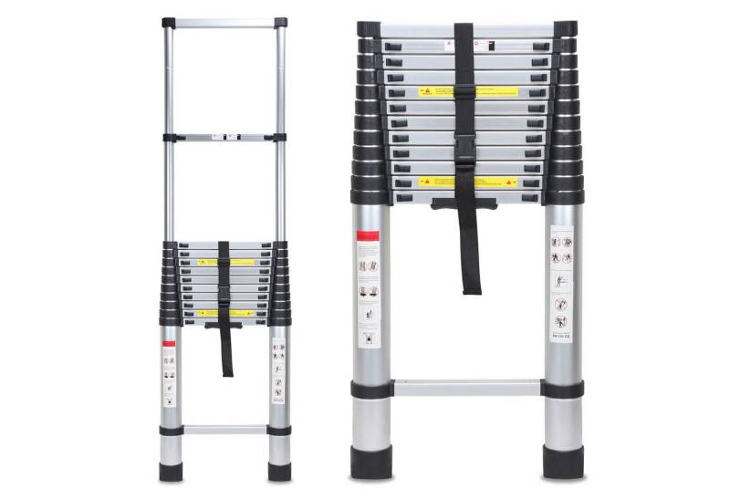 Clanmacy Teleskopleiter Profi Teleskopleiter 5M Aluminium 150kg Tragkraft Mehrzweckleiter ruts (Teleskopleiter,Anlegeleiter,Klappleiter,Schiebeleiter, Hochleistungs-Teleskopleiter, Hochwertiges Aluminiummaterial), Mühelose Portabilität Unabhängige Verriegelung Narrensicherer Betrieb Clanmacy Teleskopleiter Profi Teleskopleiter 5M Aluminium 150kg Tragkraft Mehrzweckleiter ruts (Teleskopleiter,Anlegeleiter,Klappleiter,Schiebeleiter, Hochleistungs-Teleskopleiter, Hochwertiges Aluminiummaterial), Mühelose Portabilität Unabhängige Verriegelung Narrensicherer Betrieb von Clanmacy