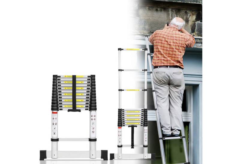 Clanmacy Teleskopleiter Profi Teleskopleiter 5M Aluminium 150kg Tragkraft mit Stabilisator (Teleskopleiter,Anlegeleiter,Klappleiter,Schiebeleiter, Hochleistungs-Teleskopleiter, Hochwertiges Aluminiummaterial), Mühelose Portabilität Unabhängige Verriegelung Narrensicherer Betrieb Clanmacy Teleskopleiter Profi Teleskopleiter 5M Aluminium 150kg Tragkraft mit Stabilisator (Teleskopleiter,Anlegeleiter,Klappleiter,Schiebeleiter, Hochleistungs-Teleskopleiter, Hochwertiges Aluminiummaterial), Mühelose Portabilität Unabhängige Verriegelung Narrensicherer Betrieb von Clanmacy