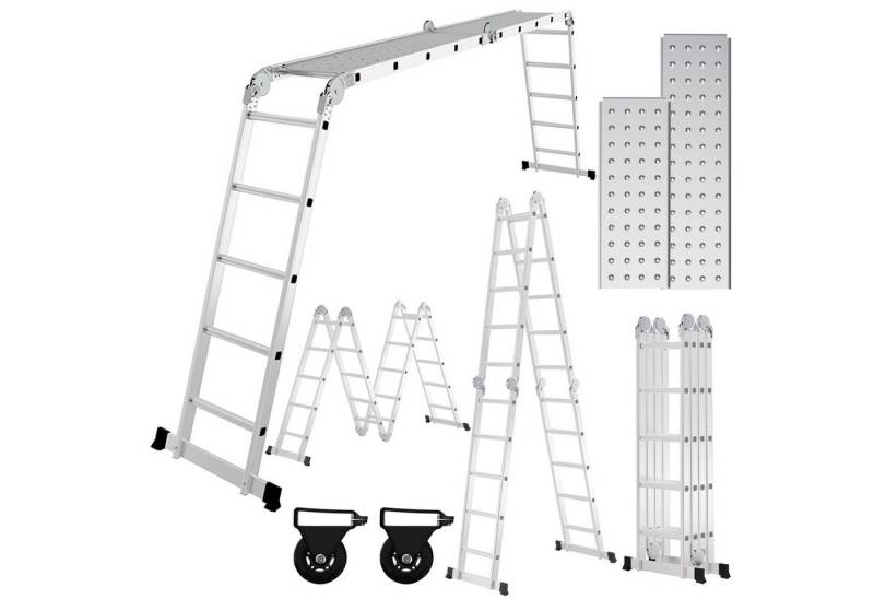 Clanmacy Teleskopleiter Teleskopleiter Vielzweckleiter Multifunktionsleiter 4x4 4.7M von Clanmacy