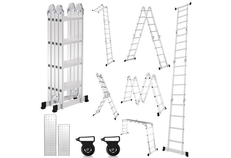 Clanmacy Teleskopleiter Teleskopleiter Vielzweckleiter Multifunktionsleiter 4x4 4.7M von Clanmacy