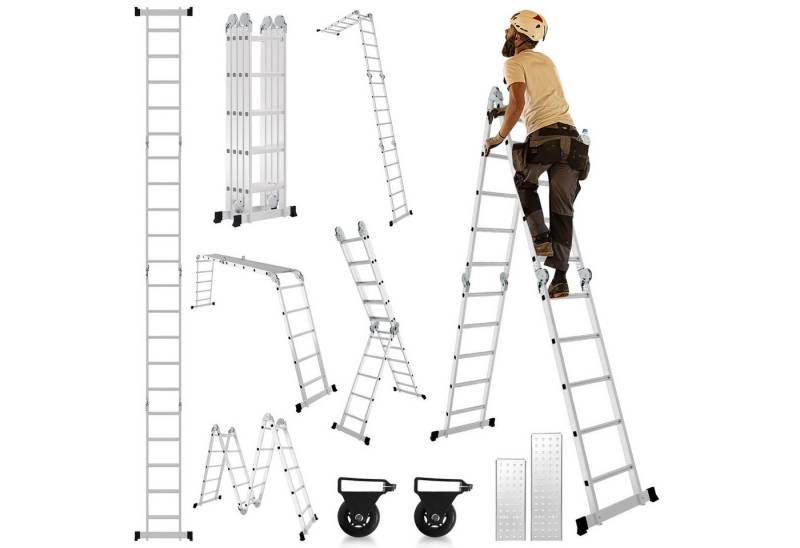Clanmacy Teleskopleiter Teleskopleiter Vielzweckleiter Multifunktionsleiter 4x5 5.8M von Clanmacy