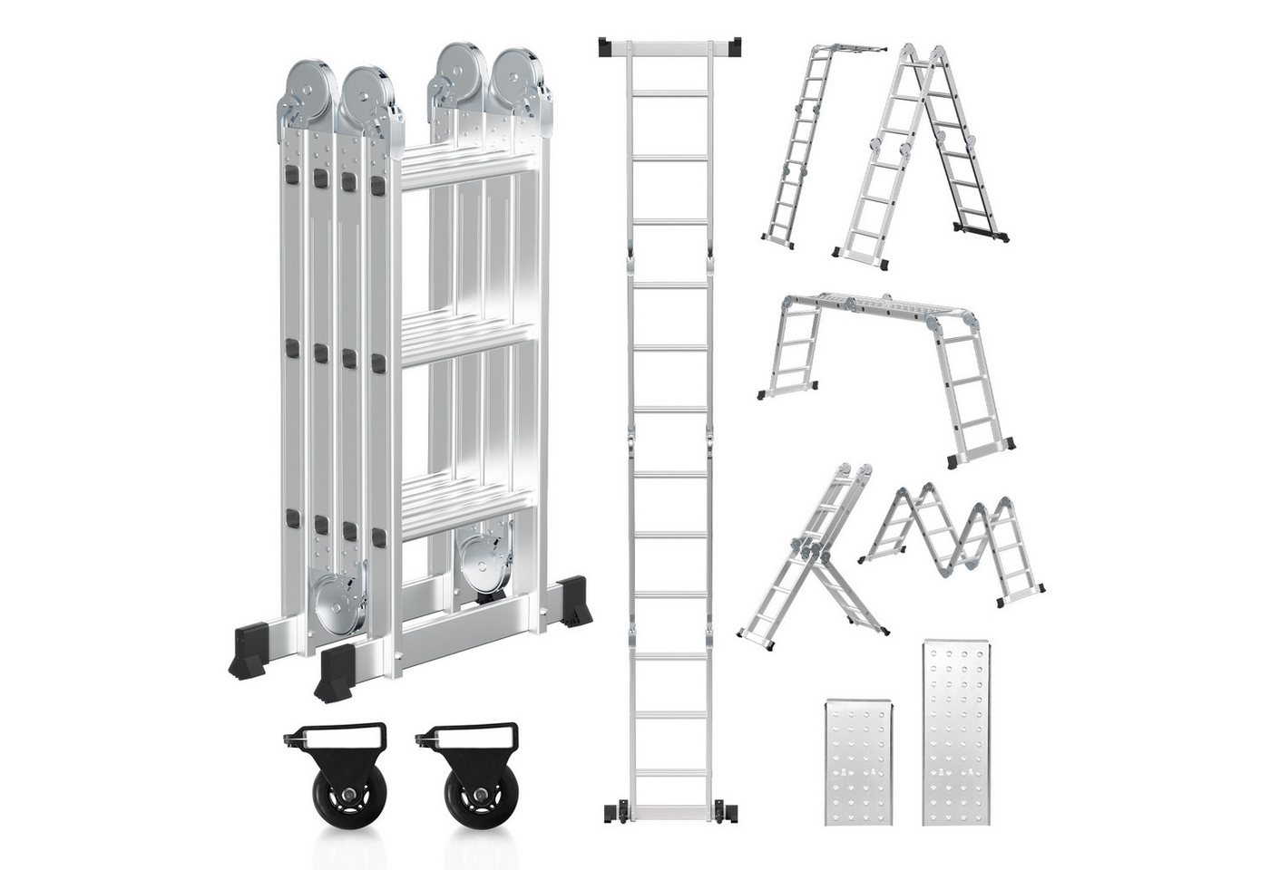 Clanmacy Teleskopleiter Vielzweckleiter 6 in 1 Multifunktionsleiter Gerüst,4x3 3.6m bis 150kg, 4 x 3 Stufen Clanmacy Teleskopleiter Vielzweckleiter 6 in 1 Multifunktionsleiter Gerüst,4x3 3.6m bis 150kg, 4 x 3 Stufen von Clanmacy