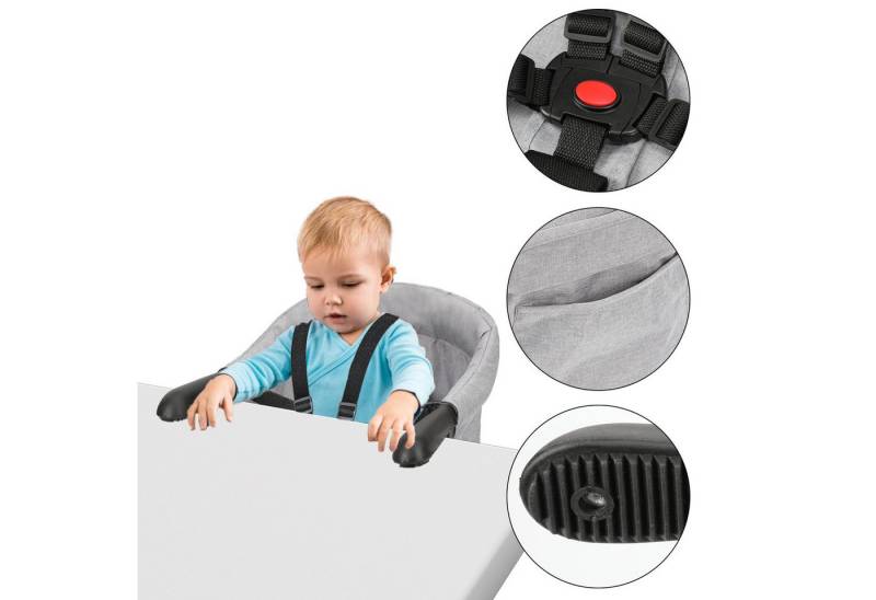 Clanmacy Tischsitz Tischsitz für Babys Kinderstuhl Faltbar Kindersitz Sitzerhöhung Grau von Clanmacy