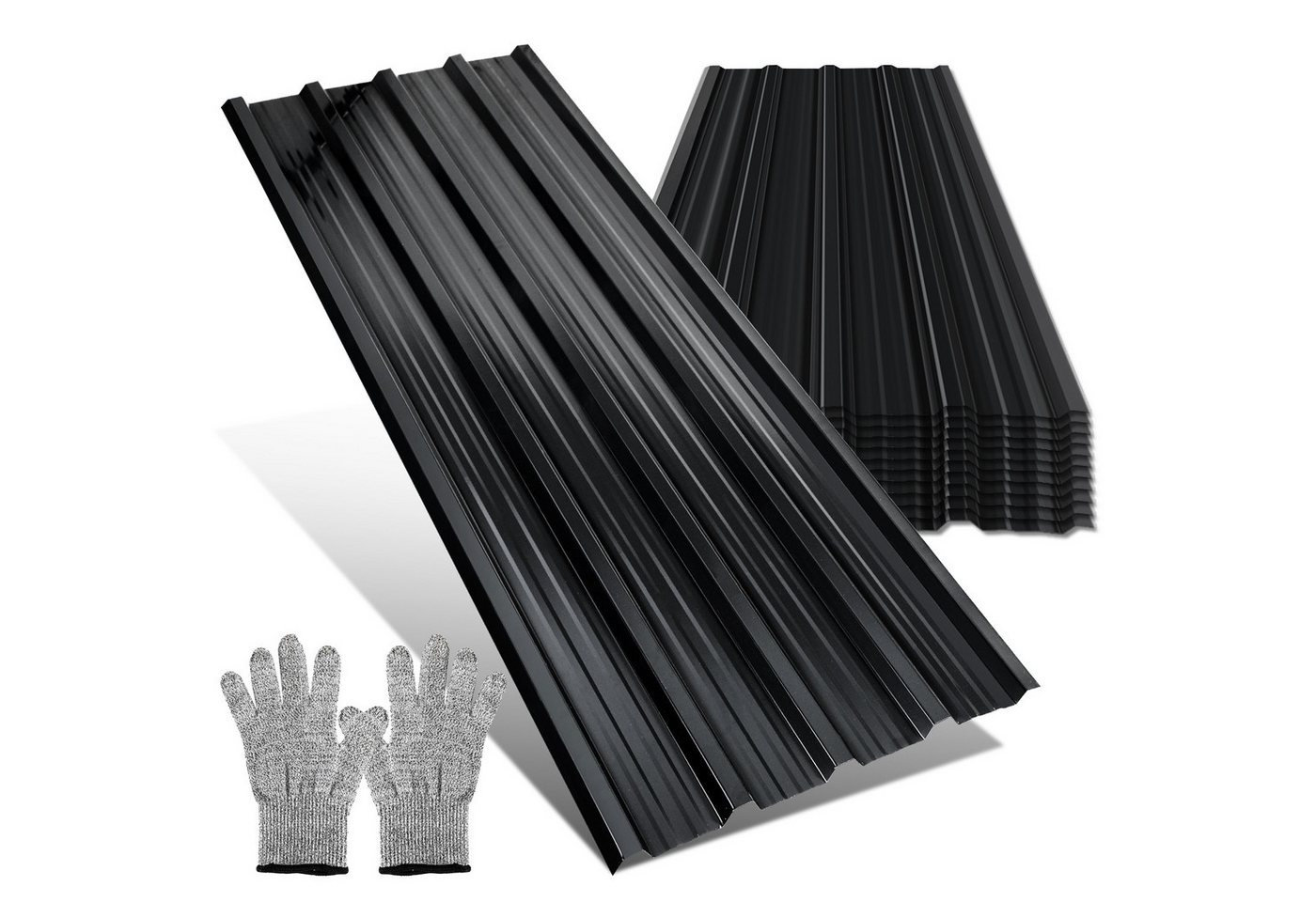 Clanmacy Trapezblech Deckenplatten 129x46cm 7 Wellplatte Dachpaneele Profilblech (12st), 129x46x0.25 mm (Set 12-St) UV-Schutz, Wasserfest, Wetterfest, Rostresistent, Korrosionsbeständig von Clanmacy