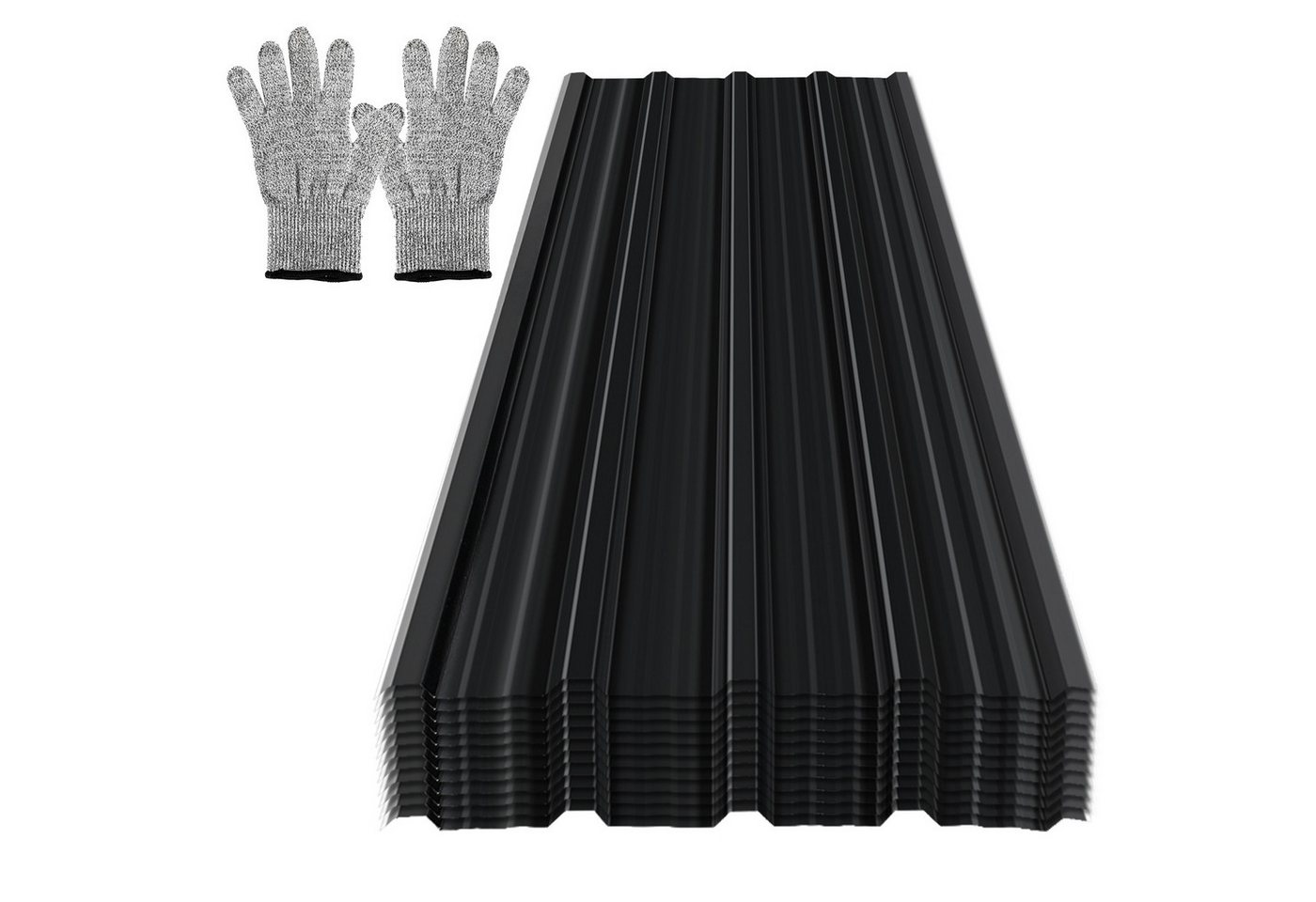 Clanmacy Trapezblech Deckenplatten 12st 129x46cm 7 Wellplatte Dachpaneele Profilblech, 129x46x0.25 mm (Set 12-St) UV-Schutz, Wasserfest, Wetterfest, Rostresistent, Korrosionsbeständig von Clanmacy