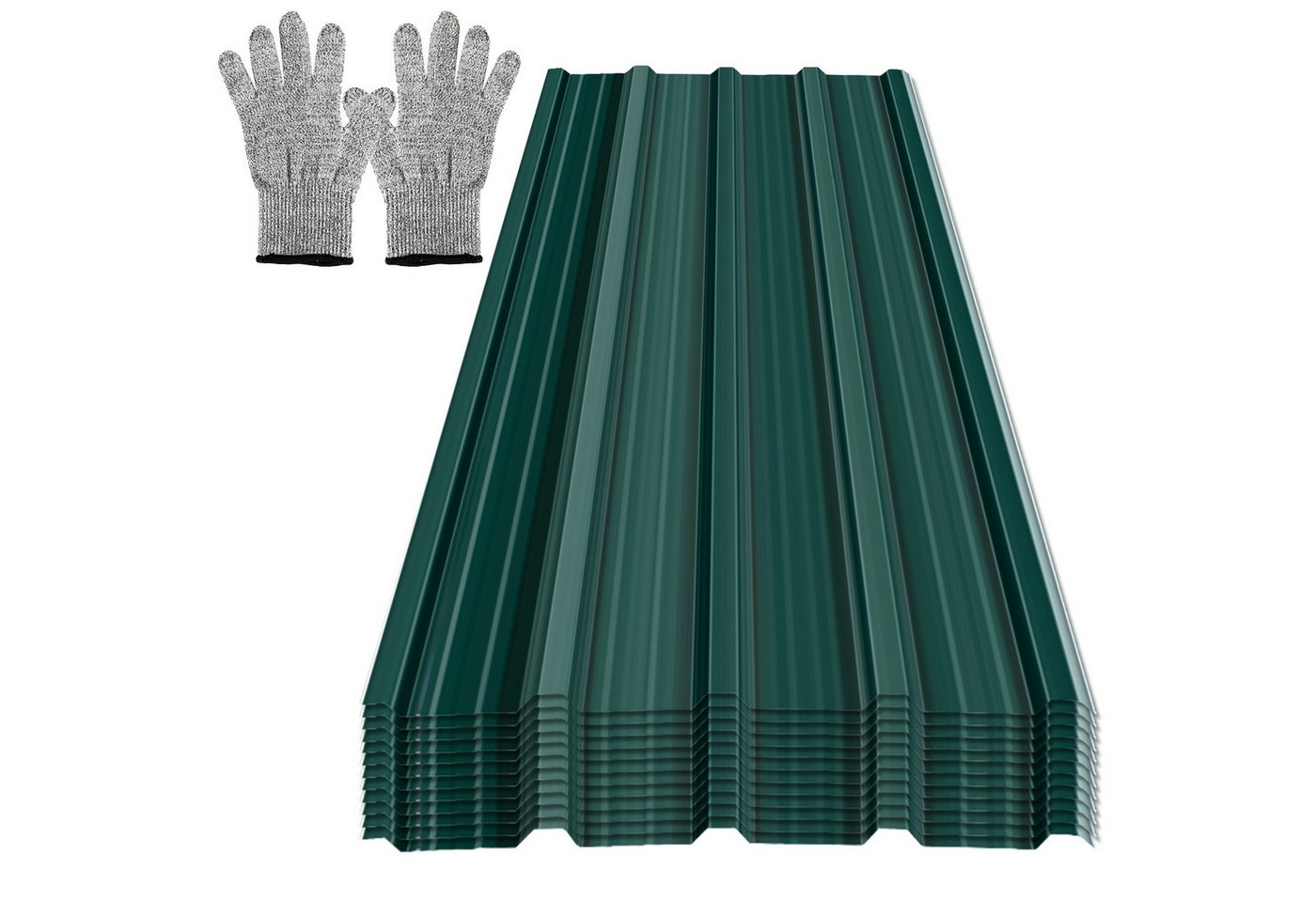 Clanmacy Trapezblech Deckenplatten 12st 129x46cm 7 Wellplatte Dachpaneele Profilblech, 129x46x0.25 mm (Set 12-St) UV-Schutz, Wasserfest, Wetterfest, Rostresistent, Korrosionsbeständig von Clanmacy