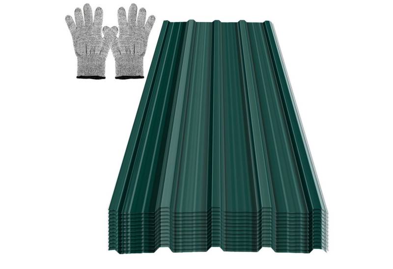 Clanmacy Trapezblech Deckenplatten 12st 129x46cm 7 Wellplatte Dachpaneele Profilblech, 129x46x0.25 mm (Set 12-St) UV-Schutz, Wasserfest, Wetterfest, Rostresistent, Korrosionsbeständig von Clanmacy