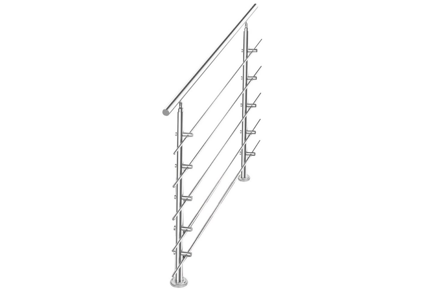 Clanmacy Treppengeländer Geländer Edelstahl Handlauf 80-160cm Außentreppe 0-5 Querstreben Bodentreppe Pflegeleicht Innen und Außen Brüstung Balkon, 80 cm Länge, mit 5 Pfosten, für Balkon Garten von Clanmacy